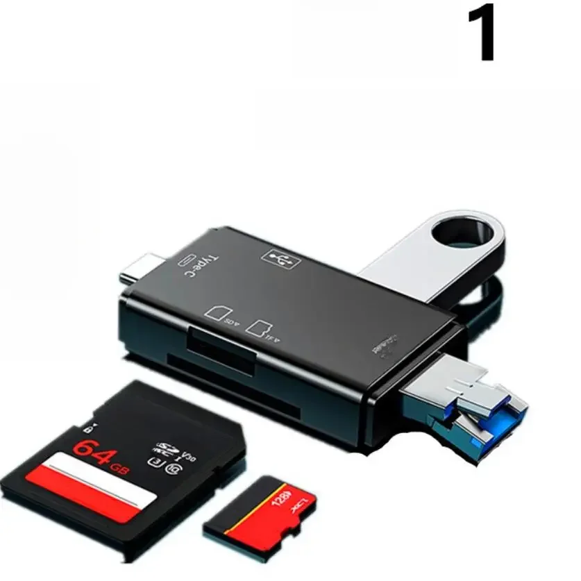 Lecteur de carte Otg Type C 6 en 1, Usb 2.0 TF Mirco SD, adaptateur de clé mémoire intelligente, Micro accessoires de téléphone portable