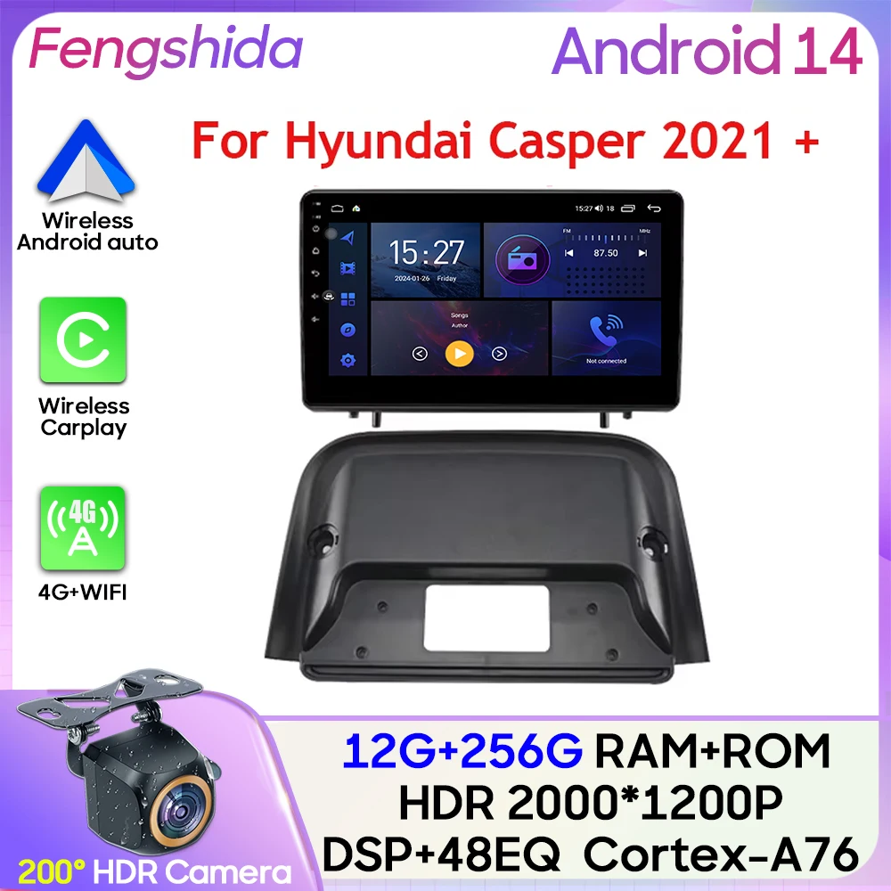 For Hyundai Casper 2021 + Car Radio Carplay Navigation GPS Stereo Android Auto Screen Bluetooth Multimedia Player Wifi No 2din