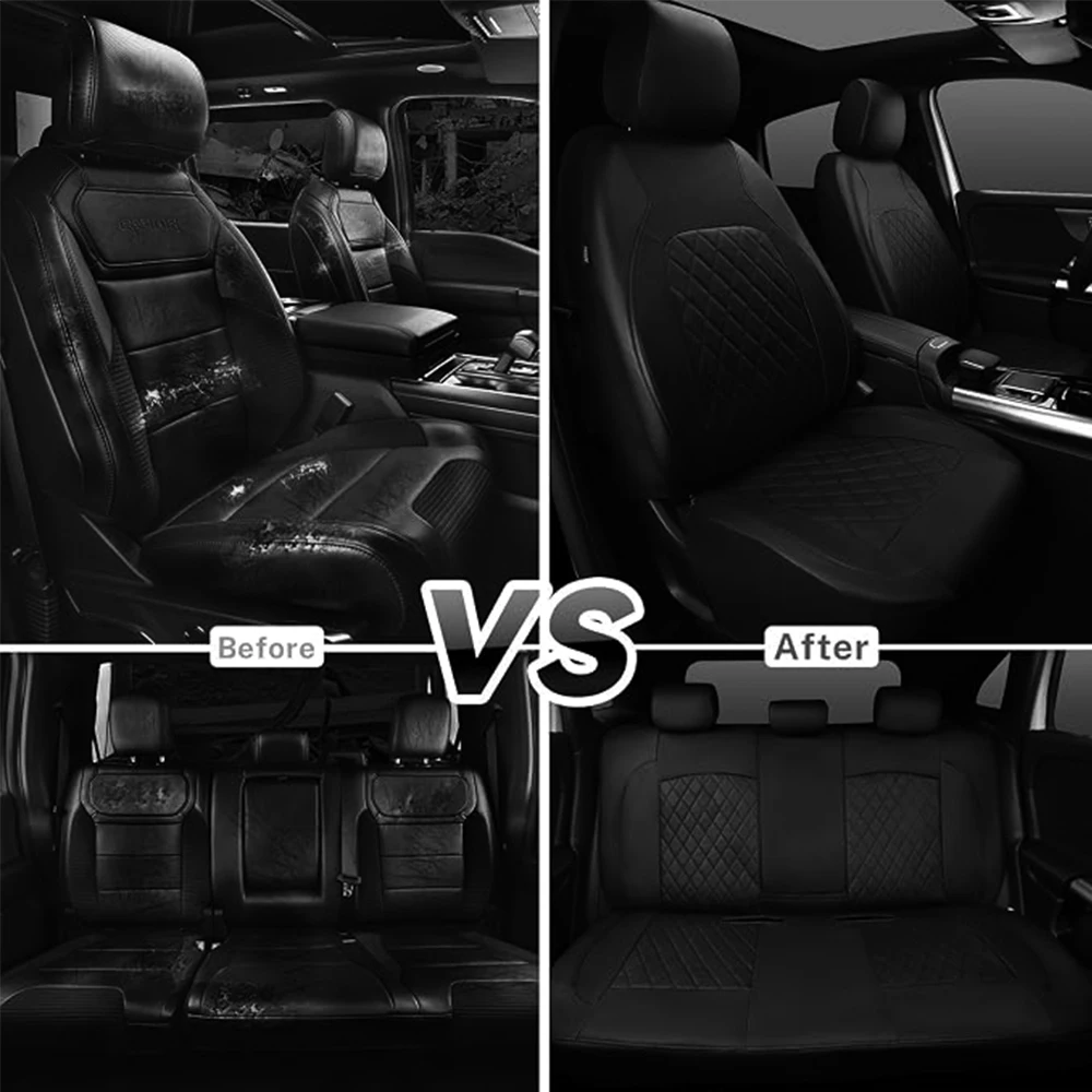9-teiliges Autositzbezüge-Set, PU-Leder-Sitzschutzbezüge, Komplettset in Universalgröße für vorne und hinten, inklusive Kopfstützenbezügen für die meisten Autos, LKWs, Vans und SUVs. – Detail 7