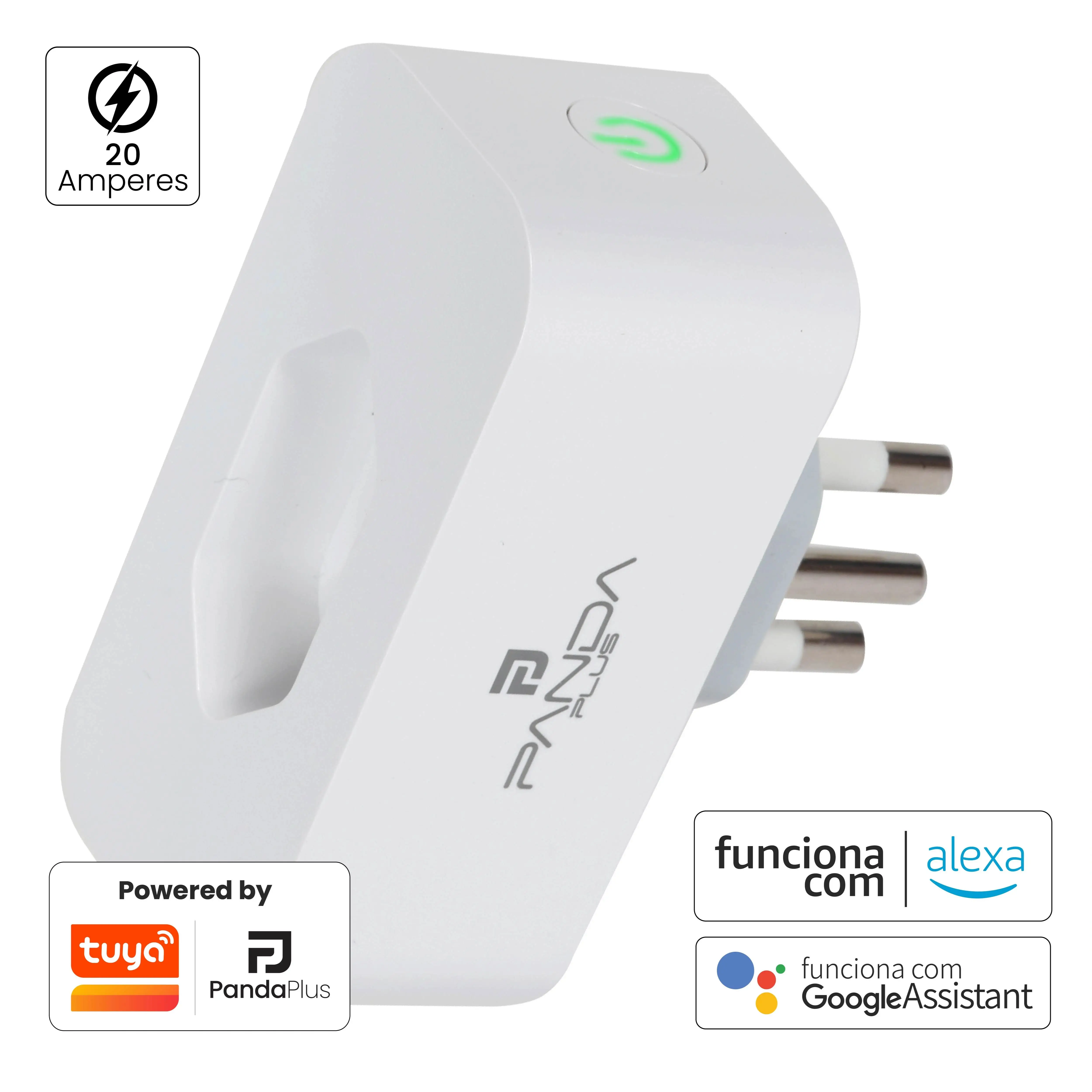 Wifi Smart Socket 16A/20A Tuya Panda Plus Smart Life Alexa Google Voice Command and App Bivolt 3680W/4000W