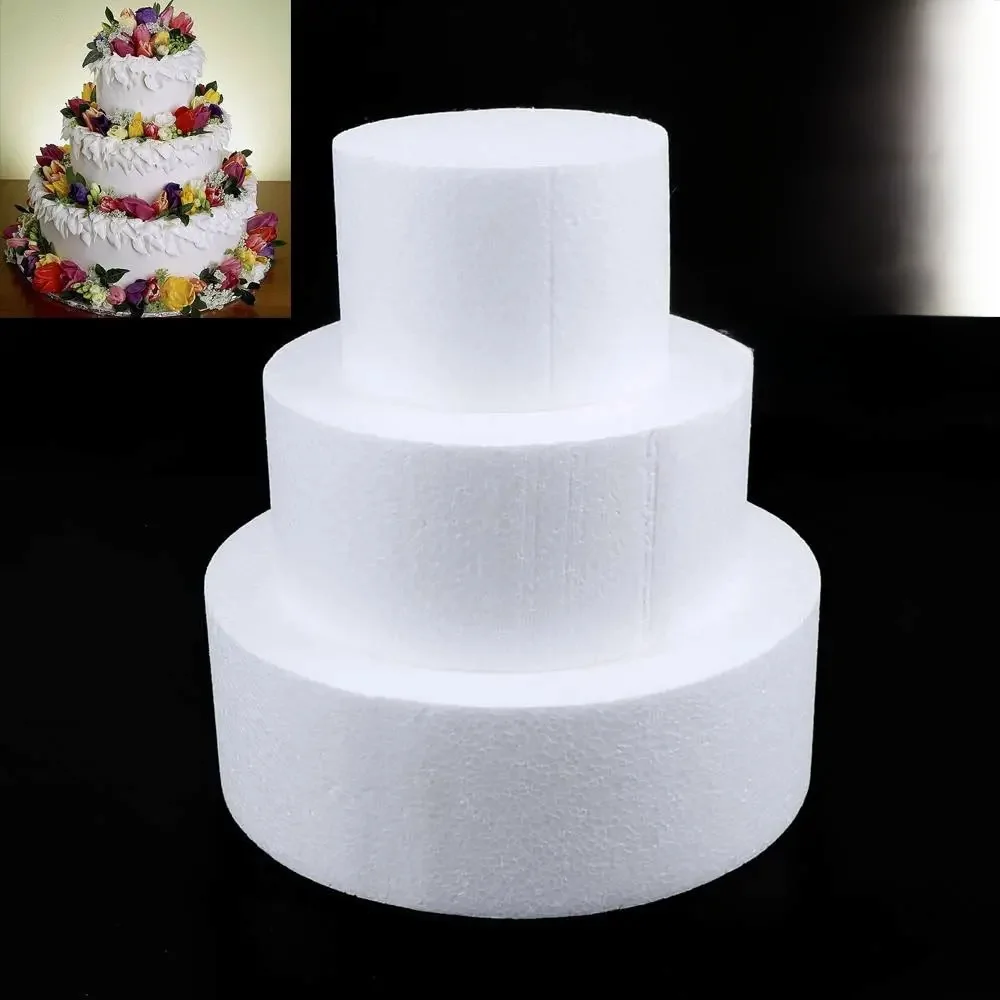 DUNIModel de gâteau rond en polystyrène, fleur artisanale en sucre, accessoires de décoration de mariage