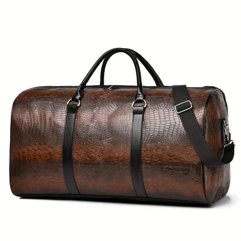 Retro-Reisetasche mit Krokodilstruktur und großem Fassungsvermögen – langlebiges Unisex-Urlaubsgepäck, vielseitiges Geschenk für Männer und Frauen