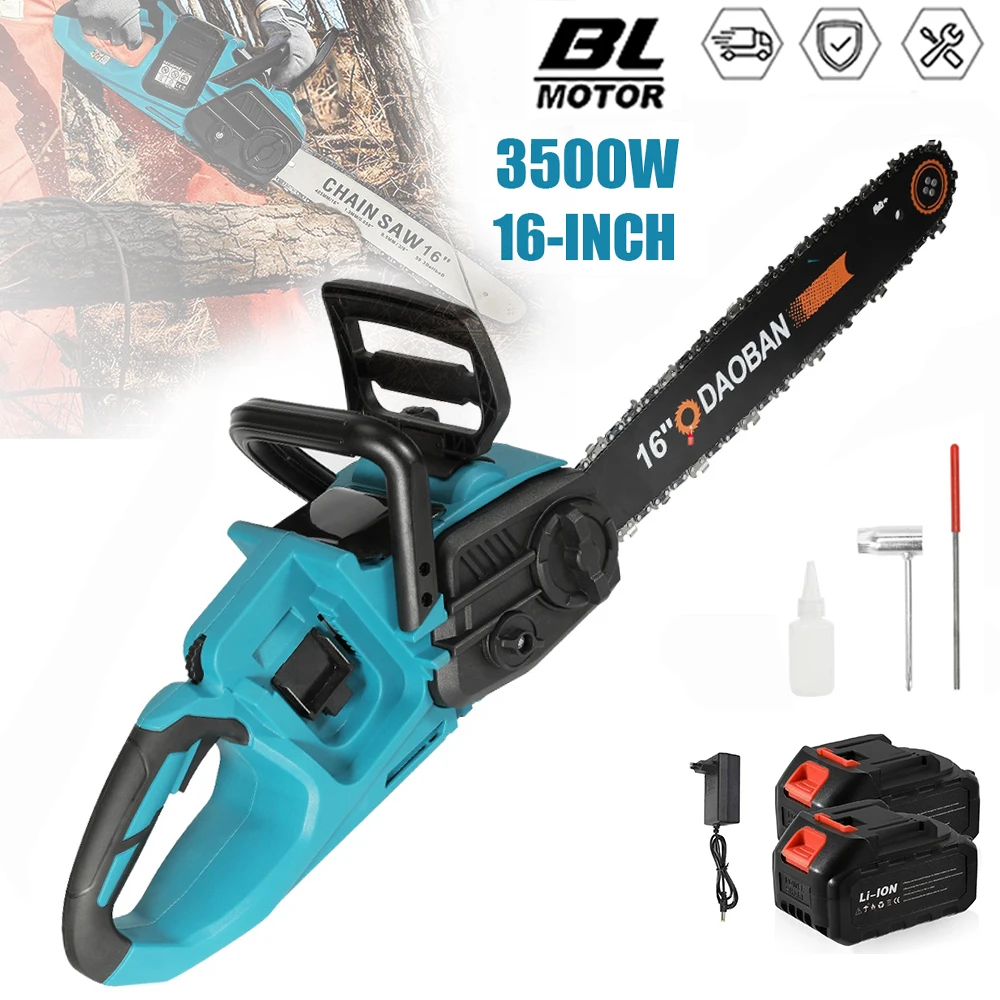 16-Zoll-Bürstenlose elektrische Kettensäge, 3500 W, hocheffizientes Holzbearbeitungswerkzeug, leichte, tragbare Hand-Gartensäge zum Schneiden von Bäumen, kompatibel mit Makita-Akku