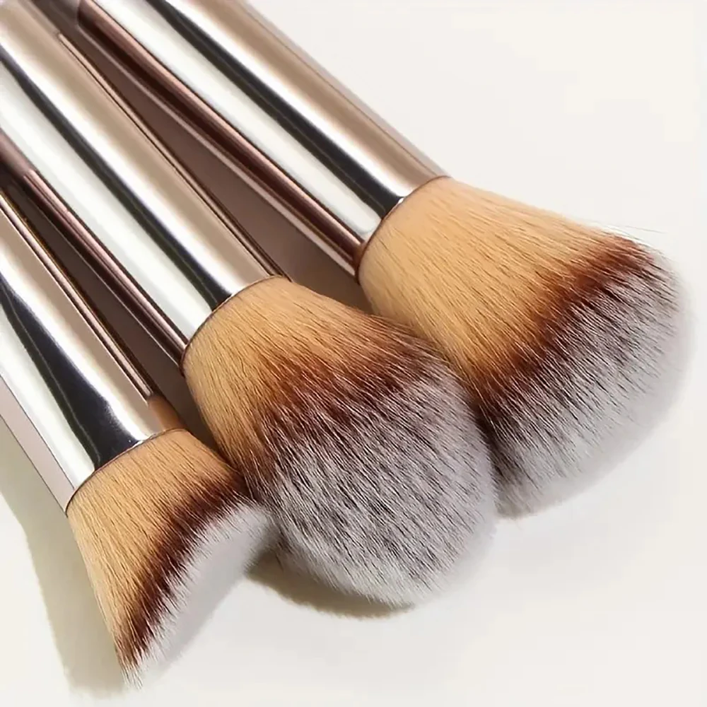 Juego de brochas de maquillaje color champán para mujer, base cosmética en polvo, colorete, sombra de ojos, Kabuki, mezcla de brochas de maquillaje, herramientas de belleza