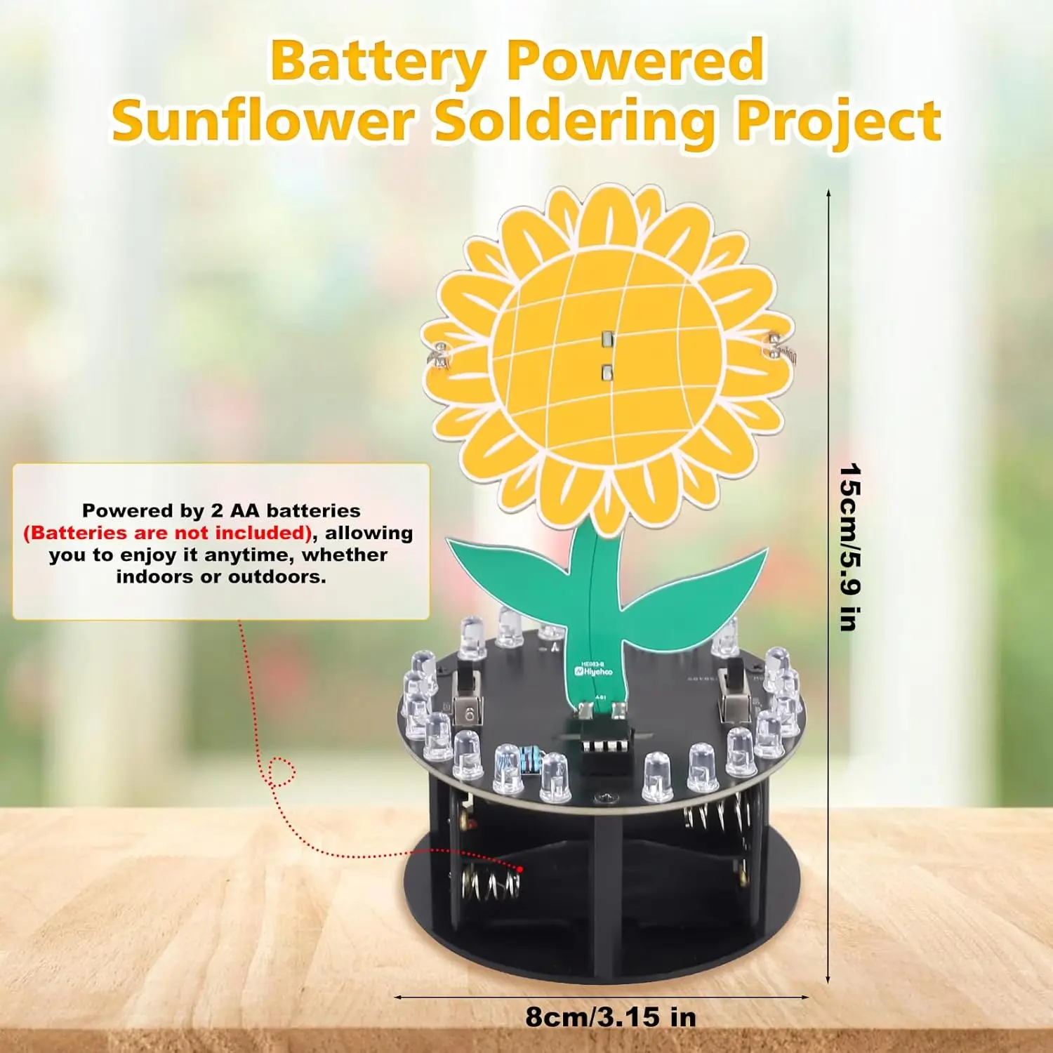 Light Chasing Sunflower Soldering Practice Kit DIY Rotating Sunflower Electronics Kit for Teens Adults School Science Class