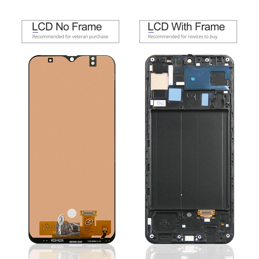 100% Tested For Samsung A50 SM-A505FN/DS A505F/DS A505 LCD Display Touch Screen Digitizer With Frame For Samsung A50 lcd