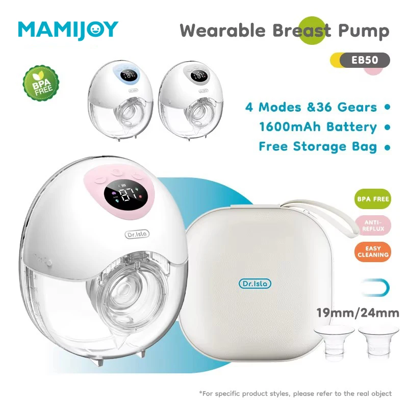 MAMIJOY Wearable Electric Breast Milk Extractor 4 Modes 36 Suction Levels Hands Free Breast Pumps Milk Collector with Travel bag