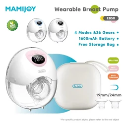 MAMIJOY Wearable Electric Breast Milk Extractor 4 Modes 36 Suction Levels Hands Free Breast Pumps Milk Collector with Travel bag