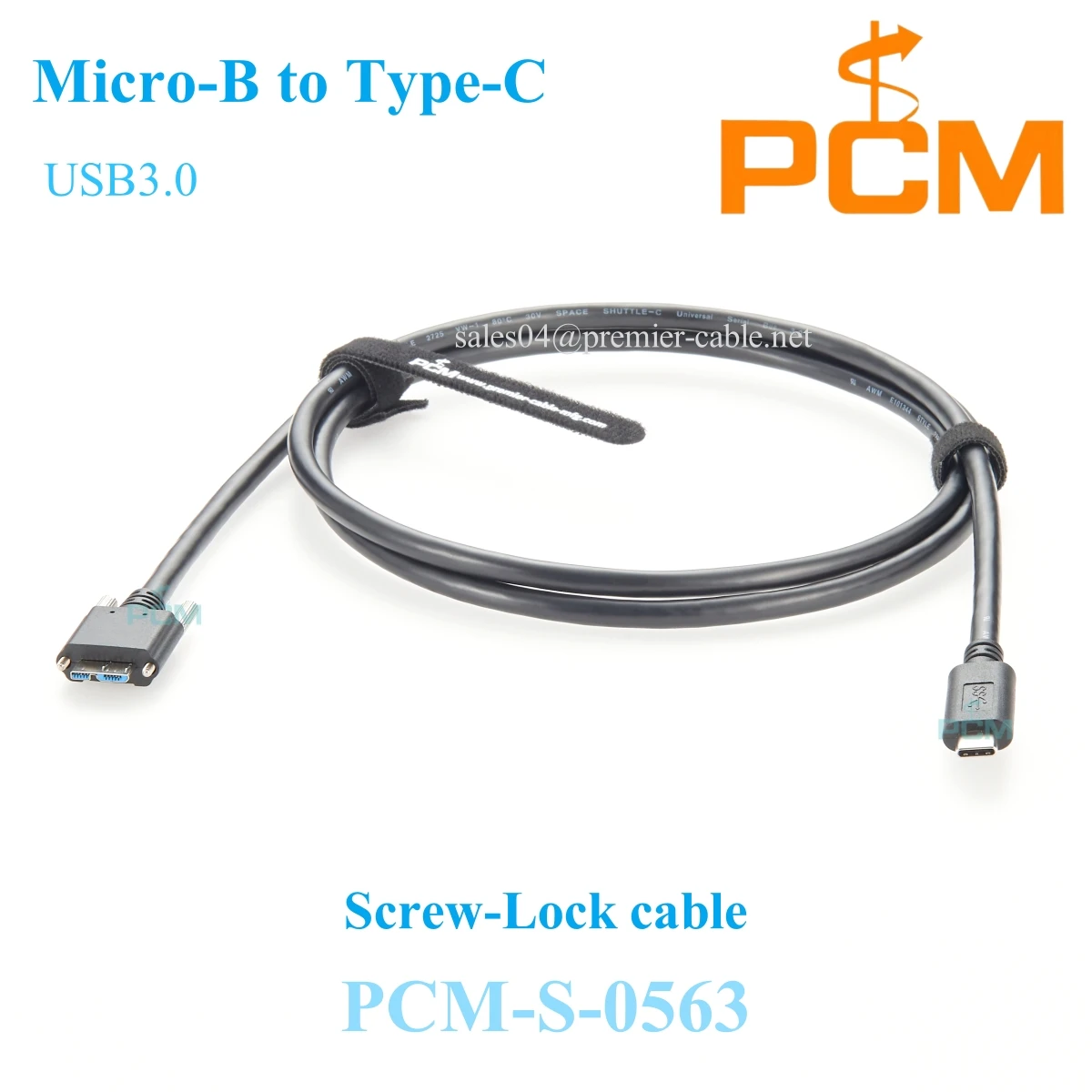 Screw Locking USB 3.0 Micro-B to Type-C Cable Male to Male Cord with Super Speed 5Gbps for Power and Data Transmission