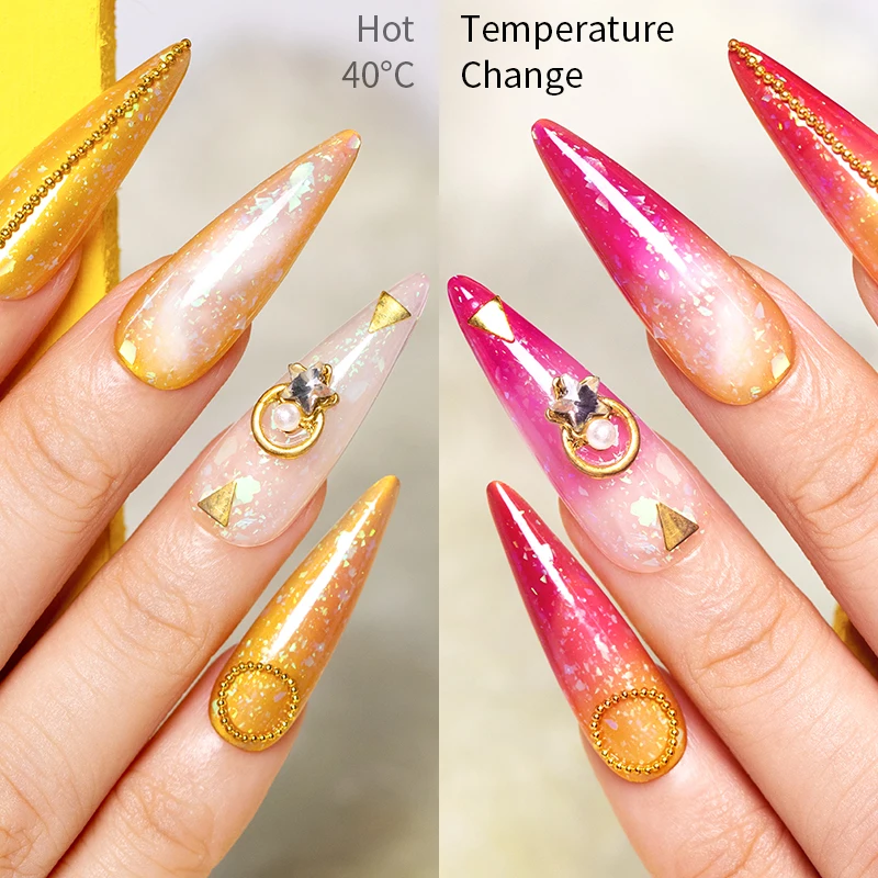 BOZLIN 7.5 مللي تغيير AurorasThermal معطف فوقي هلام طلاء الأظافر عارية الأرجواني بريق إثارة طويلة الأمد مانيكير الفن الورنيش #4