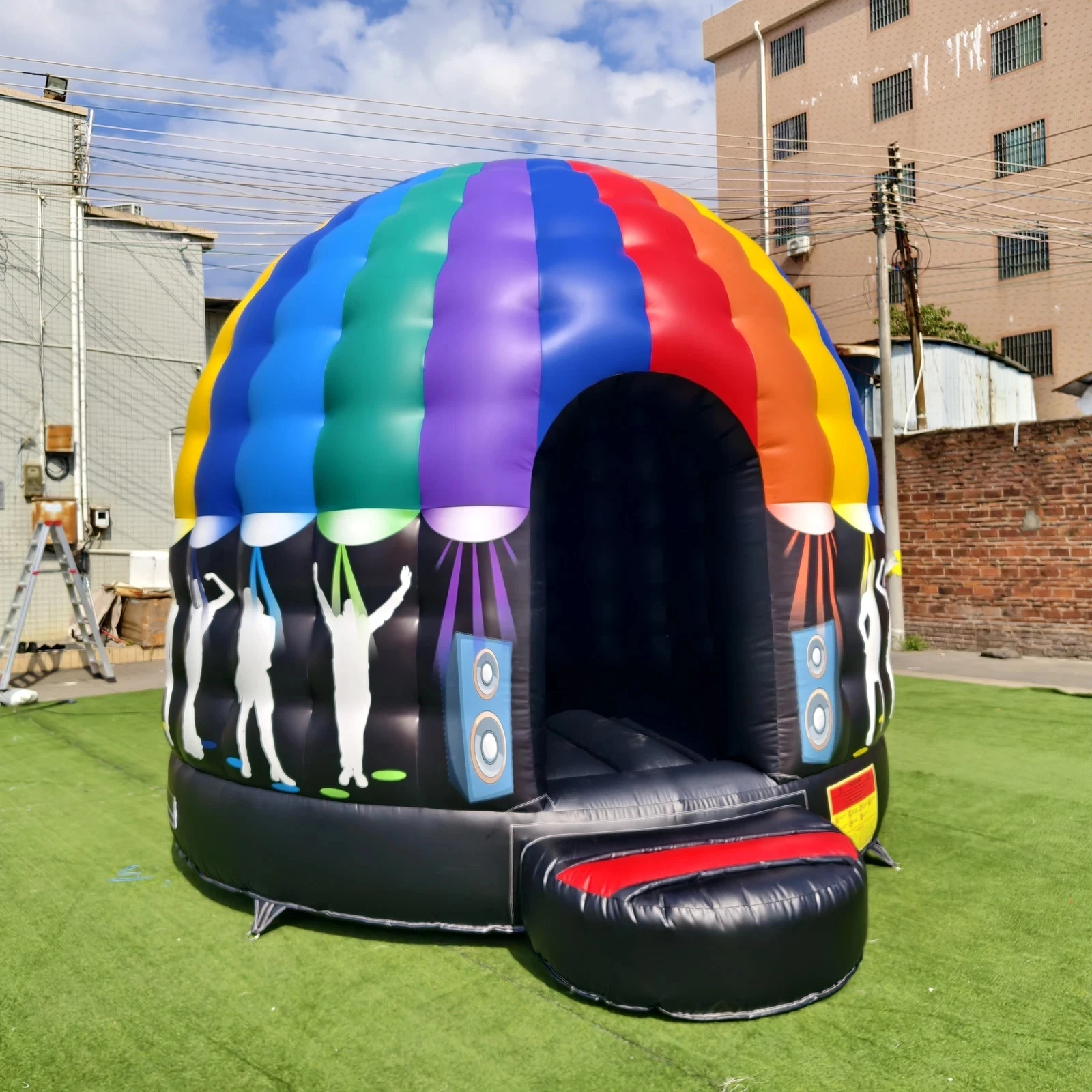 10ft/3m  PVC Inflatable Disco Dome Bounce House Jumping Castle Music  Dance Dome Tent  For Party Wedding Event with Disco lights