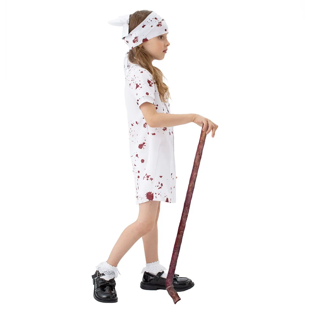 Girls Zombie Nurse Halloween Costume Bloody Killer Nurse Uniform Horror Fancy Dress Kids Costumes