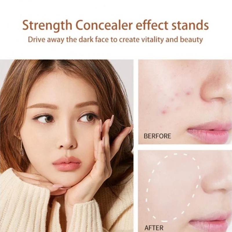 Long-wearing, waterproof, and sweat-resistant concealer that hides acne scars, dark circles, and blemishes while brightening