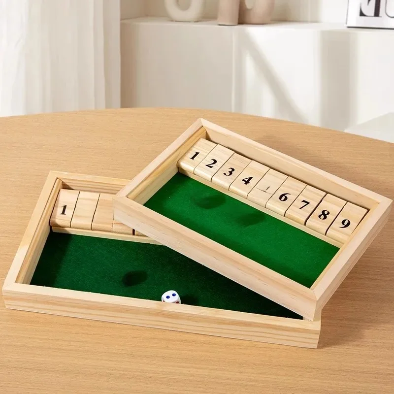 Shut The Box Game-Jeu de société numérique en bois avec 2 dés, jeu de fête familiale de voyage portable pour adultes et jeunes, jeu de stratégie
