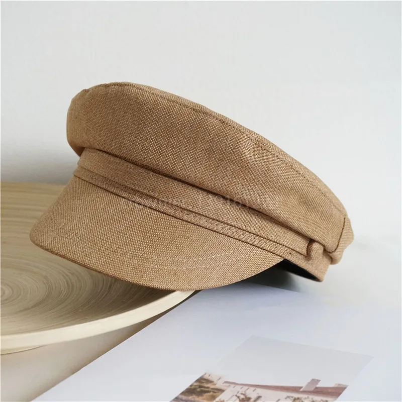 USPOP Women Flat Visor Cap Militray Caps Spring Summer Cotton Linen Newsboy Caps Visor Caps