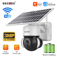 SECTEC 3MP Tuya WiFi Camear Solar Camera Smart Life Battery Security Camear Outdoor PTZ Cam PIR Detection Two way audio