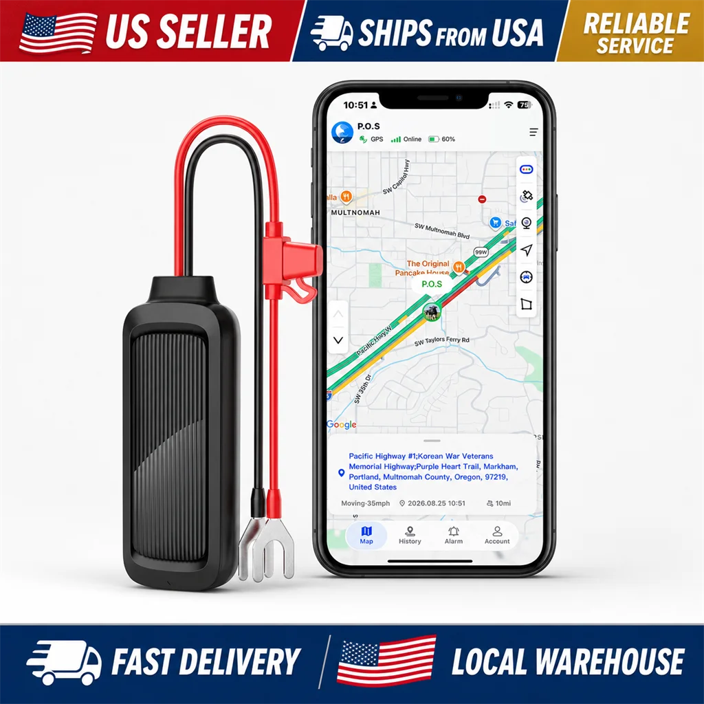 GS20 4G Hardwired GPS Tracker for Trailer Car Truck RV Motorcycle Boat, No Frequent Charging, Geo-Fence & Power Cut Alerts, 9-90V