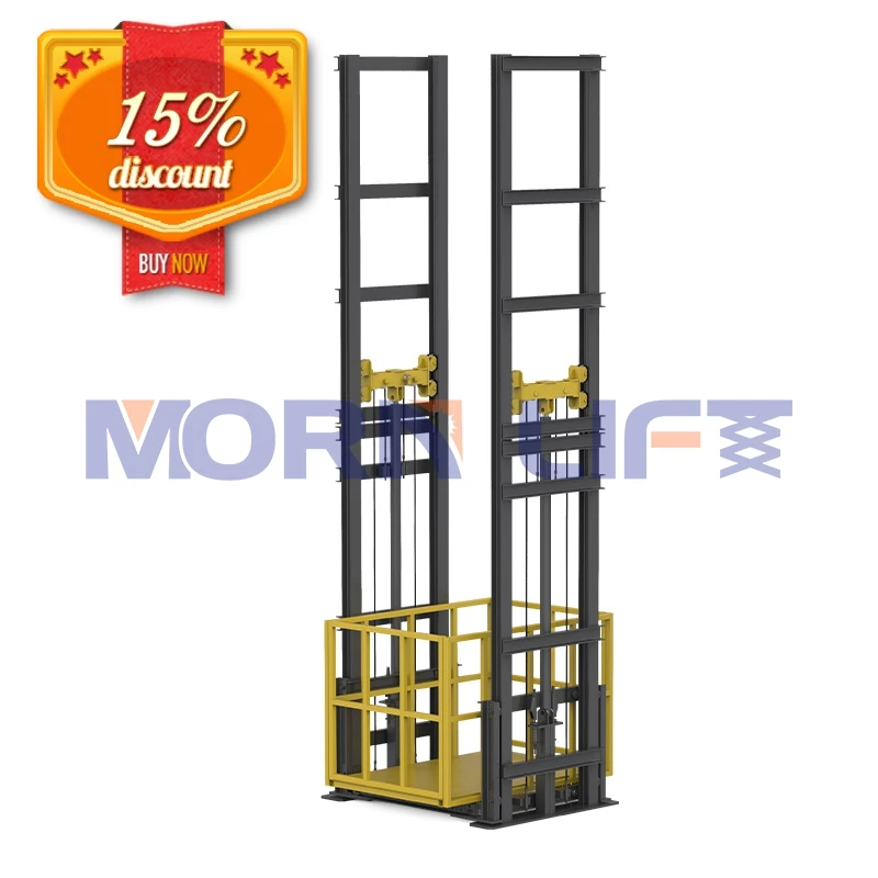 MORN Customizable 2500mm-10500mm Hydraulic Warehouse Lift Freight Elevator Wall Mounted Guide Rail Cargo Lift With CE ISO