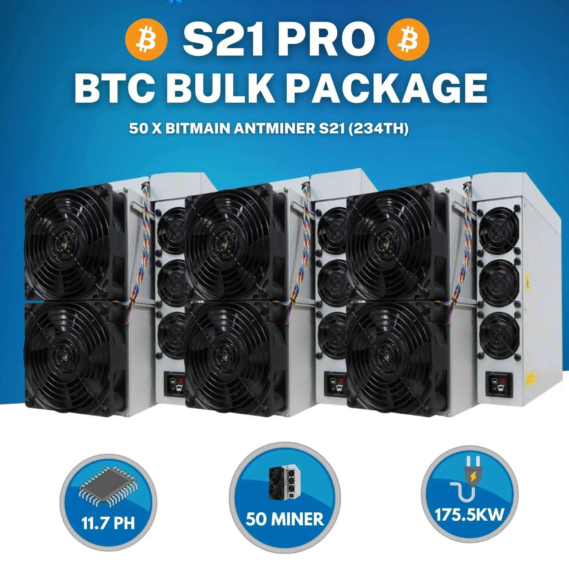 

TT BUY NOW NEW Bitmain S21 Pro 234Th 3510w Bitcoin Miner Asic Miner With Warranty