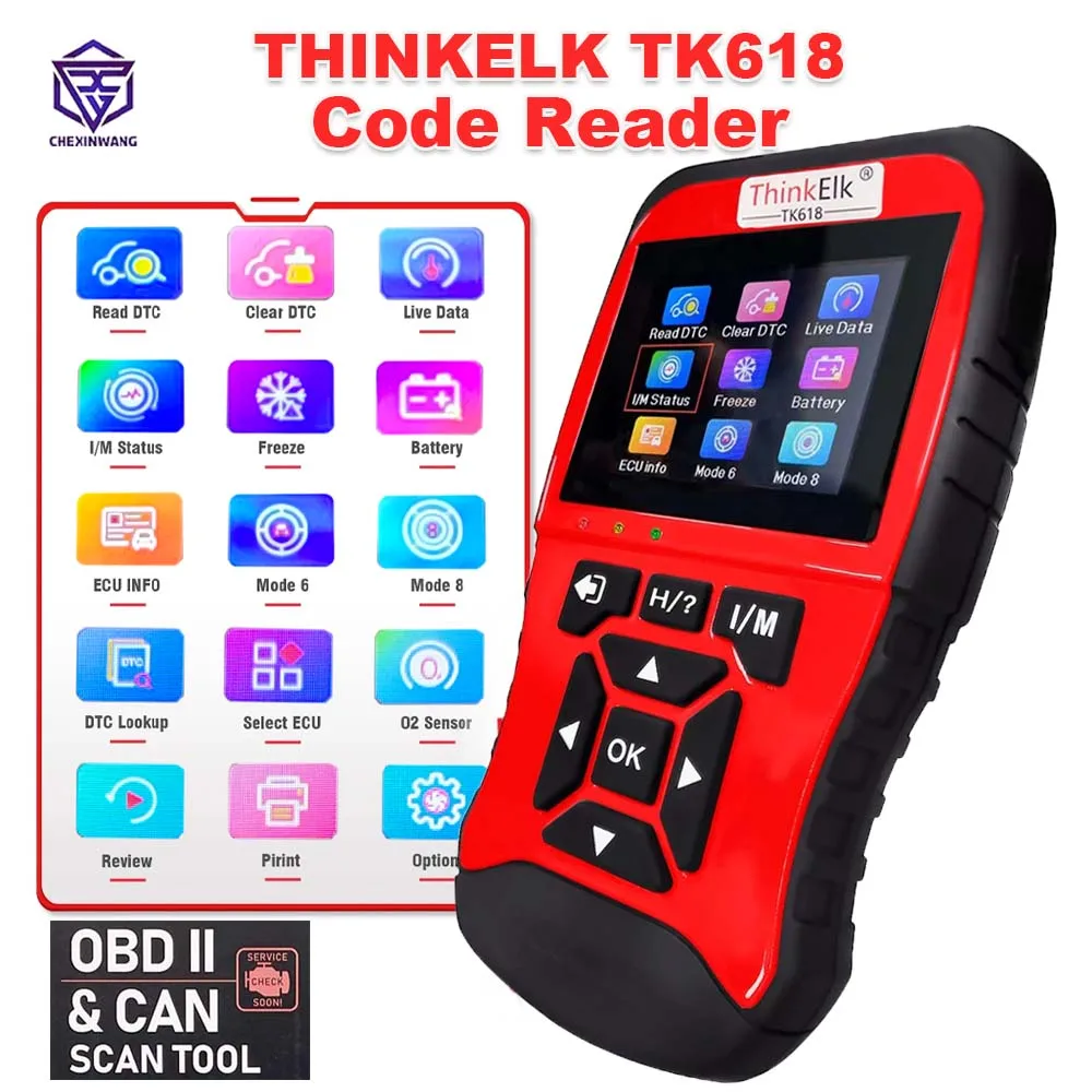 

THINKELK TK618 Code Reader Scanner Auto Engine Diagnostic Read & Erase Fault Code View Freeze Data Car OBD2 CAN Diagnostic Tools