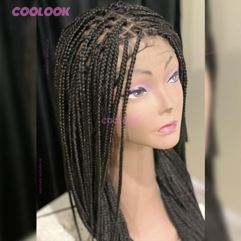 

36 "Corrow Braids Синтетические плетеные парики для чернокожих женщин Коробчатые косы без узлов Парик для волос Twist Braid Wig Плетеные парики