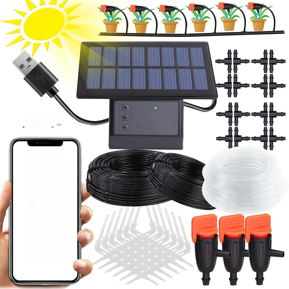 Tuya Wifi-Compatibiliteit Zonne-Energie Timer Pomp Automatische Druppelirrigatie Kit Tuin Mobiele Telefoon Afstandsbediening Bewateringssysteem - afbeelding 2
