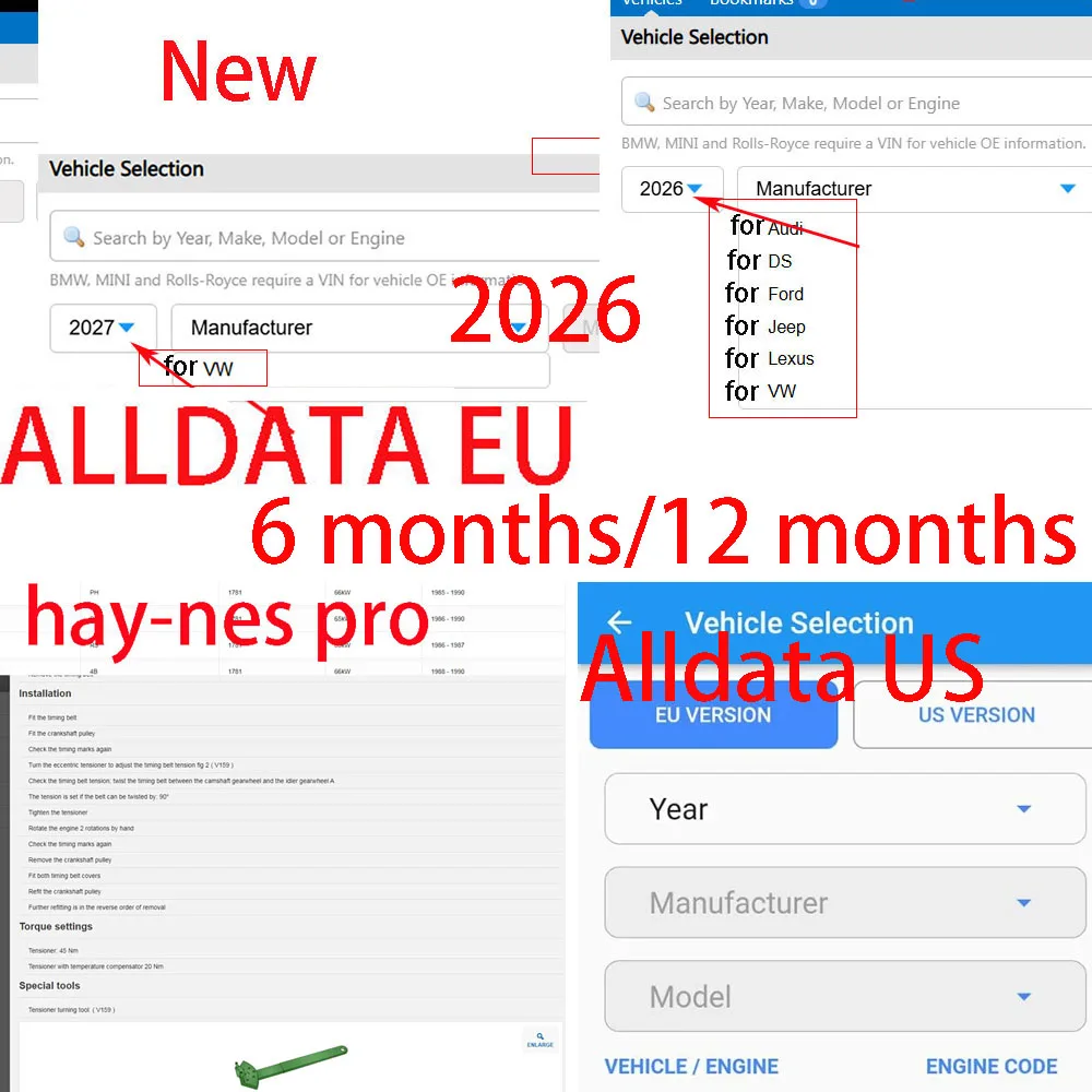 Alldata EU Online Account 2026 Online Software for All data Car Data Hay-nes Pro Car Repair Software with Mobile/PC Login
