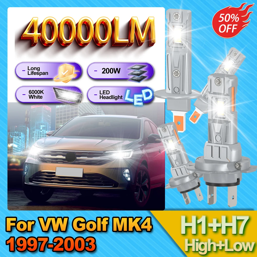 

Long Lifespan H1 Headlamp Ampoule 200W High Quality H7 LED Headlight Bulb 40000LM Canbus No Error For VW Golf MK4 1997 1998-2003
