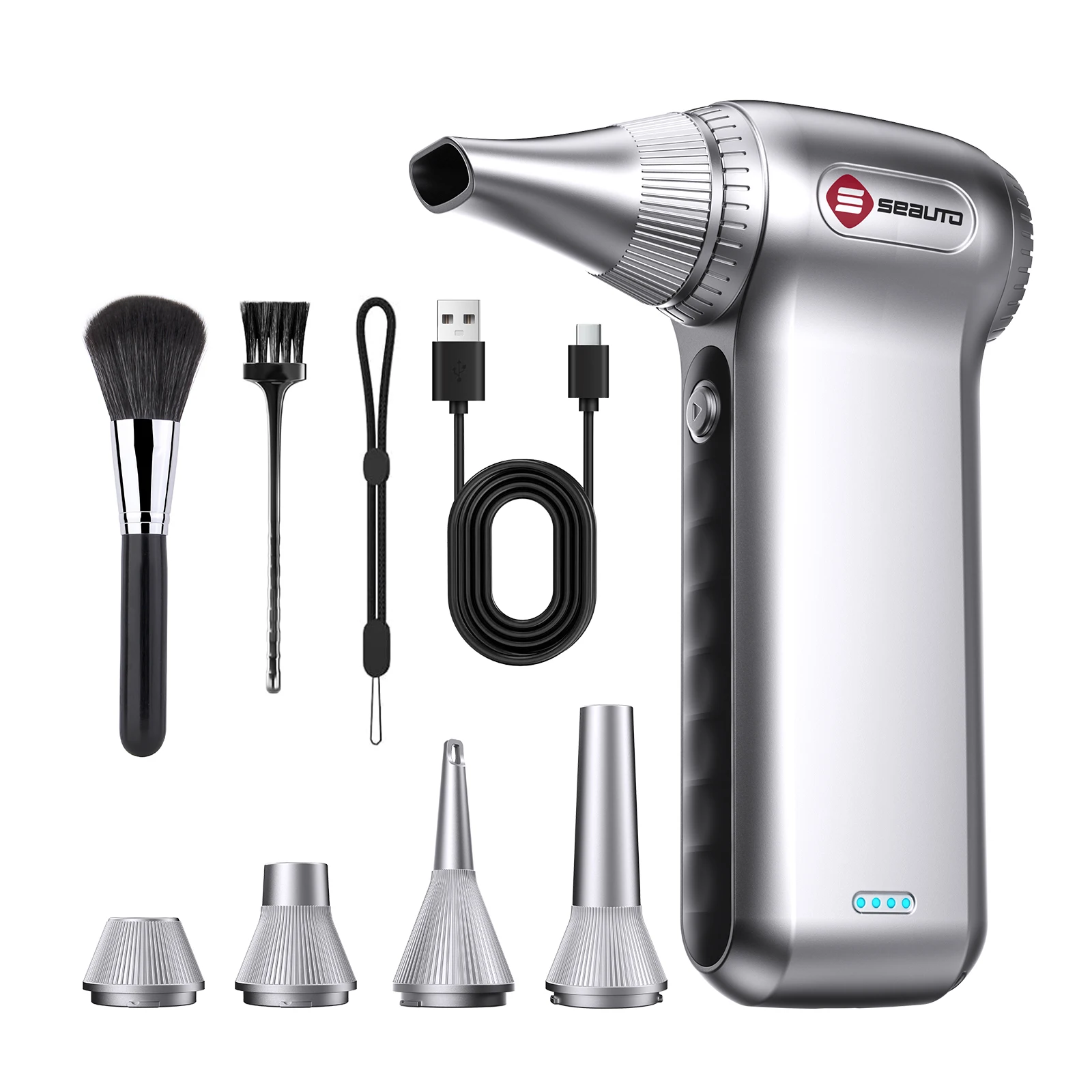 

Seauto Беспроводная электрическая воздушная тряпка со сжатым воздухом, 1500 об/мин, перезаряжаемая сверхмощная воздуходувка с 3-ступенчатым турбовентилятором