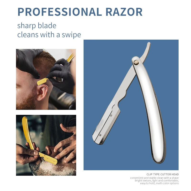 سعيد الحلاقة الحلاقة الرجال الحلاقة الحلاقة الفولاذ المقاوم للصدأ الحلاق الحلاقة اللحية إزالة الشعر أدوات للطي الحلاقة حامل بالجملة