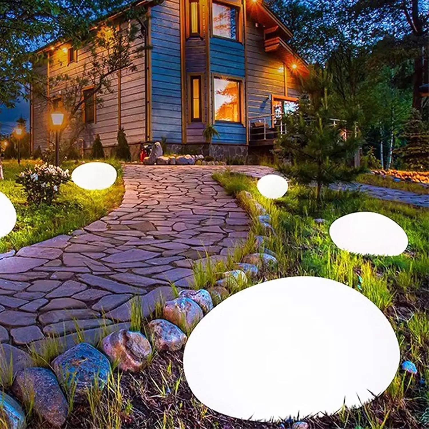 

2 лампы из гусиного камня на солнечной энергии, декоративные лампы для наружного двора, ландшафтные лампы из гусиного теплого камня,