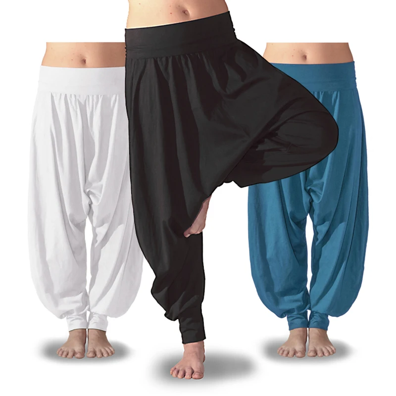 Pantalones Harem Turcos Ancho tiro bajo Tallas grandes, pantalón de Algodón calidad Pilates Danza Meditación