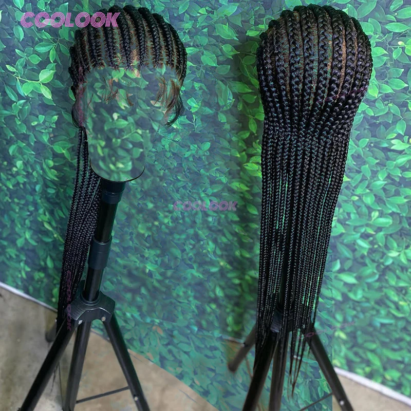 36 "ضفائر كورنو الاصطناعية الباروكات كامل الدانتيل شعر مستعار مضفر للنساء شعر مستعار مضفر