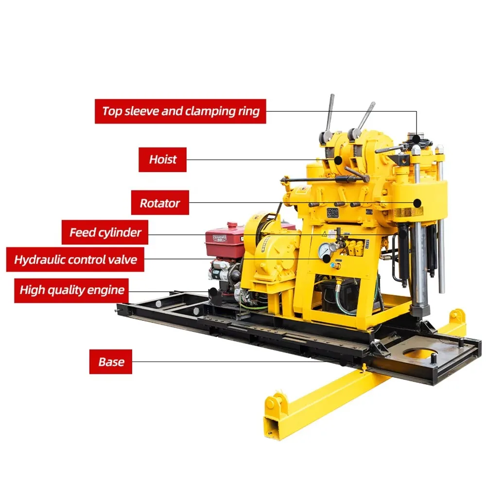 portable mining geological diesel engine water well drilling rig and spt test borehole core drilling rig machines