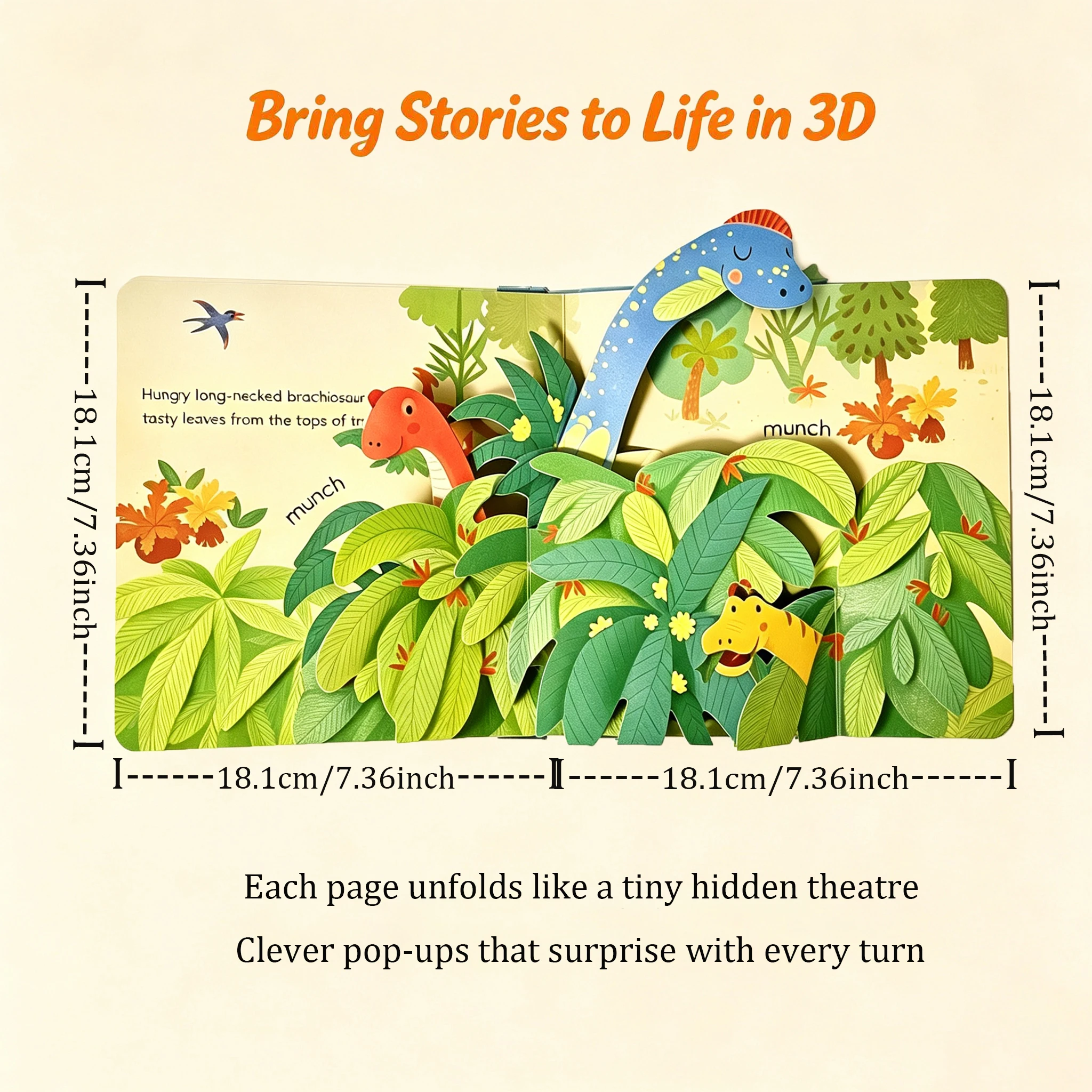Pop-Up Dinosaurs English Edition, Immersive 3D Board Book, Interactive Early Learning for Observation & Curiosity, Back to School Birthday Gift, Bedtime Story for Kids Ages 3+, Boosts Spatial & Cognitive Skills, Fun Parent-Child Science Discovery Book