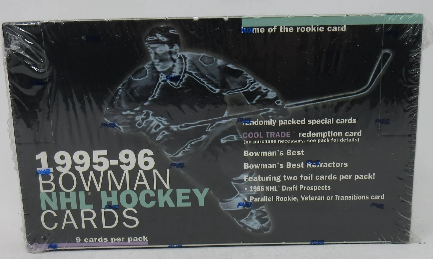 1995/96 Vintage Ice Hockey Trading Card Box Set, Sports Collectible Card Pack Series, 24 Packs Per Box, 9 Cards Per Pack, Mystery Pull Pack Experience, Retro Hockey Player Card Collection Set, Designed for Ice Hockey Fans, Hobby Entertainment, Card Tradin