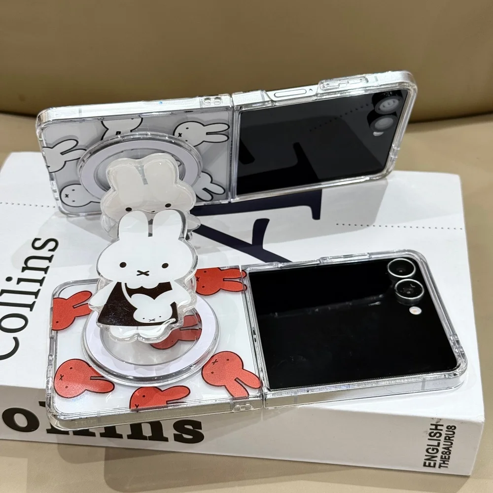 Urocze etui magnetyczne z motywem królika Miffy do Samsung Galaxy Z Flip8, Z Flip7, Z Flip6 z podstawką Magsafe, uroczy zestaw odporny na upadki. — zdjęcie produktu 6