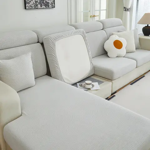 Fyra säsonger universella nya enfärgade soffhattar jacquard all-inclusive soffkuddöverdrag halkfria andningsbara soffhattar grossist 10 best sales sofföverdrag - №9
