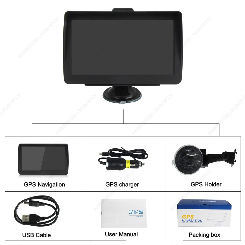 Navifly Capacitief touchscreen Ingebouwde Europese kaart 7 inch GPS-navigatiespeler Ondersteuning TF Muziek/video/afbeeldingen MP3 FM Audio