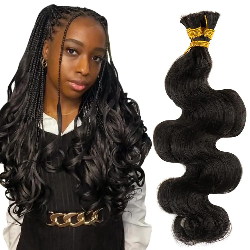 

16-24 inches Body Wave Human Hair Braiding Bulk Hair Extensions No Weft 100% Brazilian Remy Human Hair Bundles Natural Color