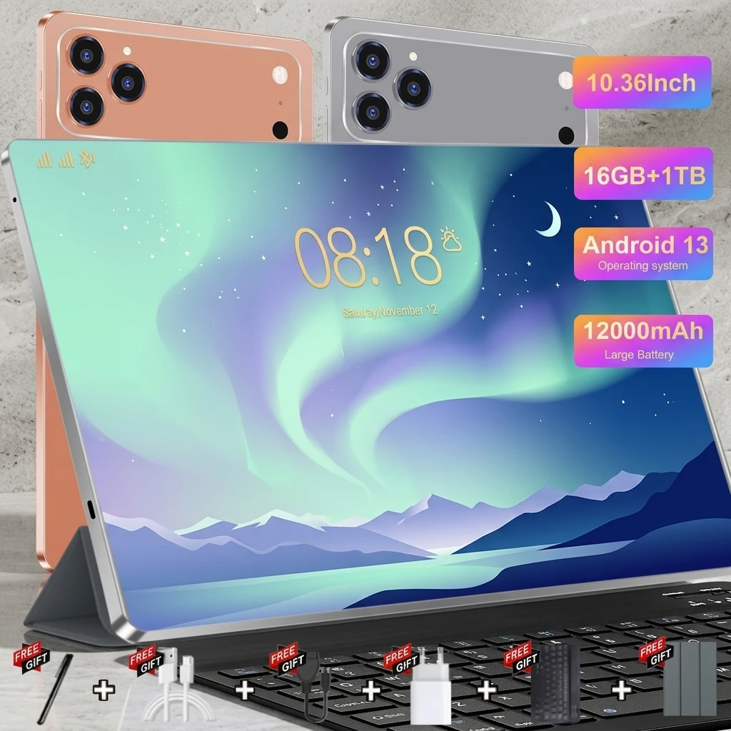 Tableta de 10.36 Pulgadas Android 13 16Gb Ram+1Tb Rom 10 Núcleos 12000Mah Google Play Tablets Pc 5g Cámara Dual Doble Sim Bluetooth Wifi