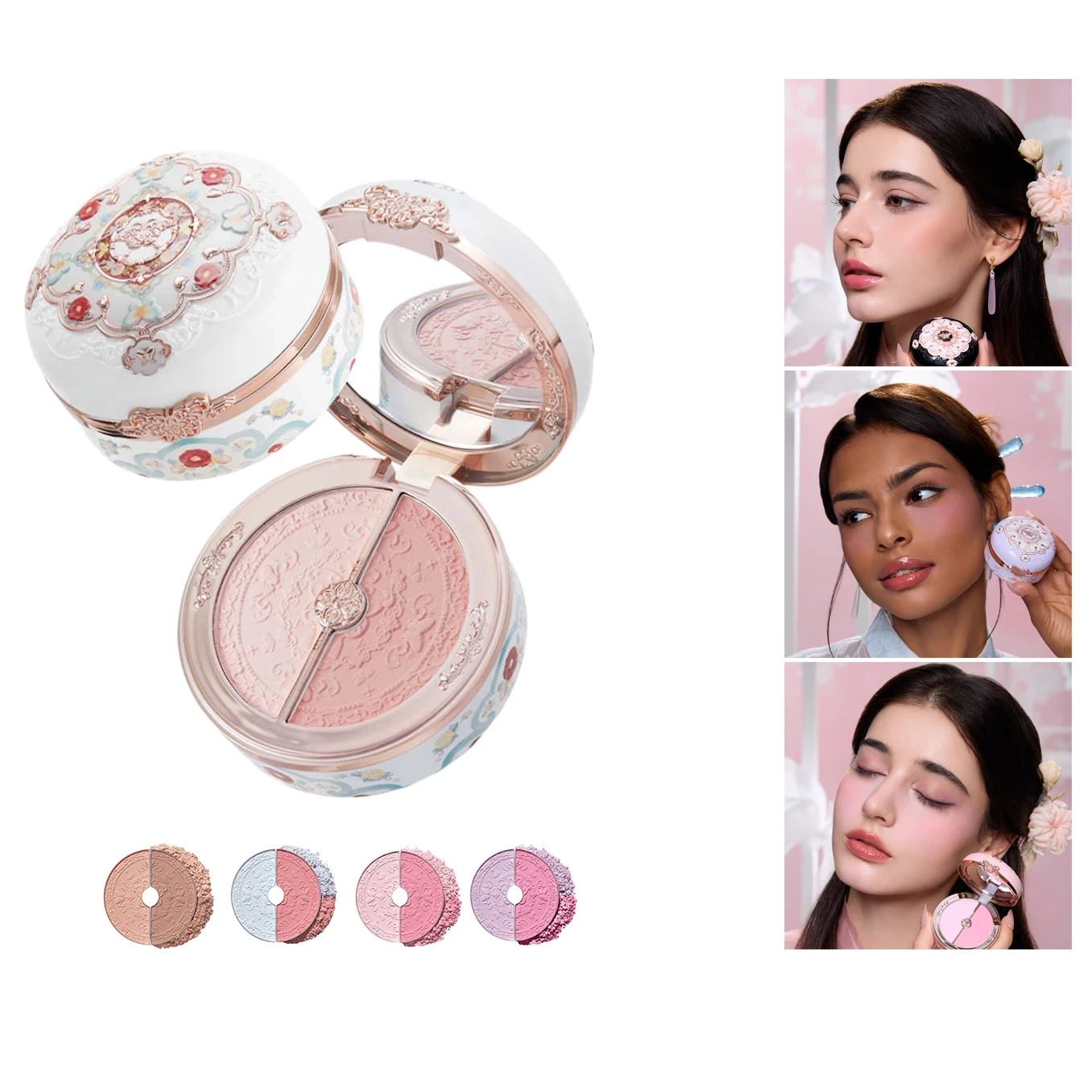 Flower Knows Butterfly Cloud Collar Rouge Box - Highly Pigmented Waterproof Highlighting & Blush Duo Powder for Women