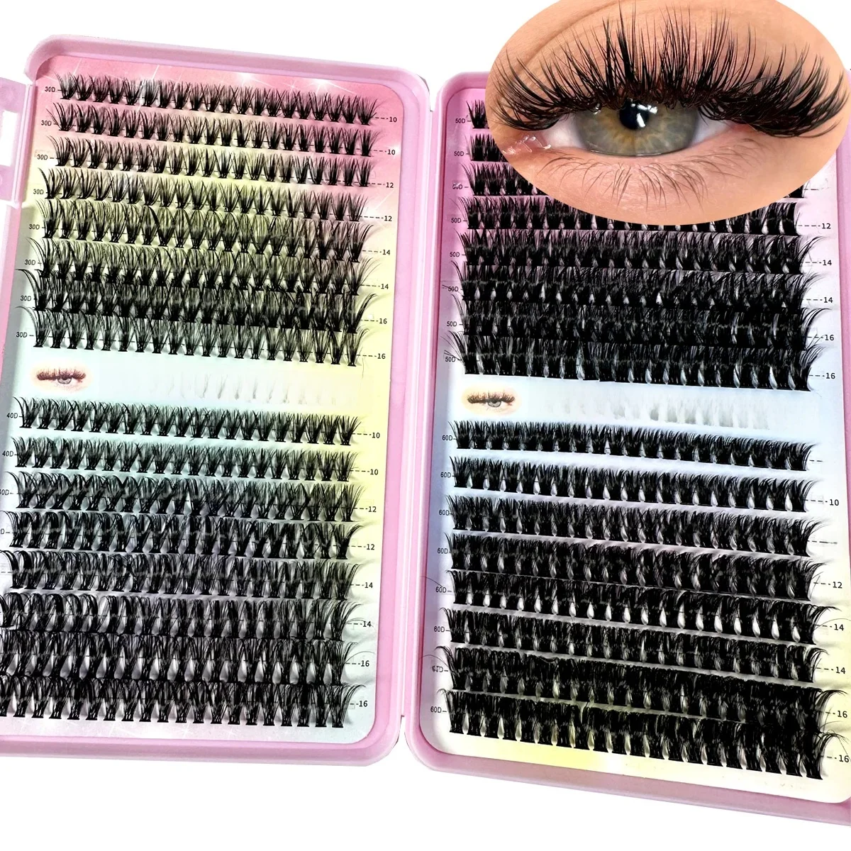 Nowy zestaw rzęs 640 Cluster Lashes Kit 5D Fluffy Thick Eyelash Extension Kit Volume Mixed Tray Faux Mink Lashes Lash Extension Makeup — zdjęcie 2