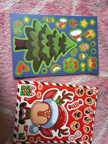 8/16PCS Christmas Puzzle Stickers DIY Stickers Gift Stickers Party Stickers Image Stickers Creative Stickers photo review