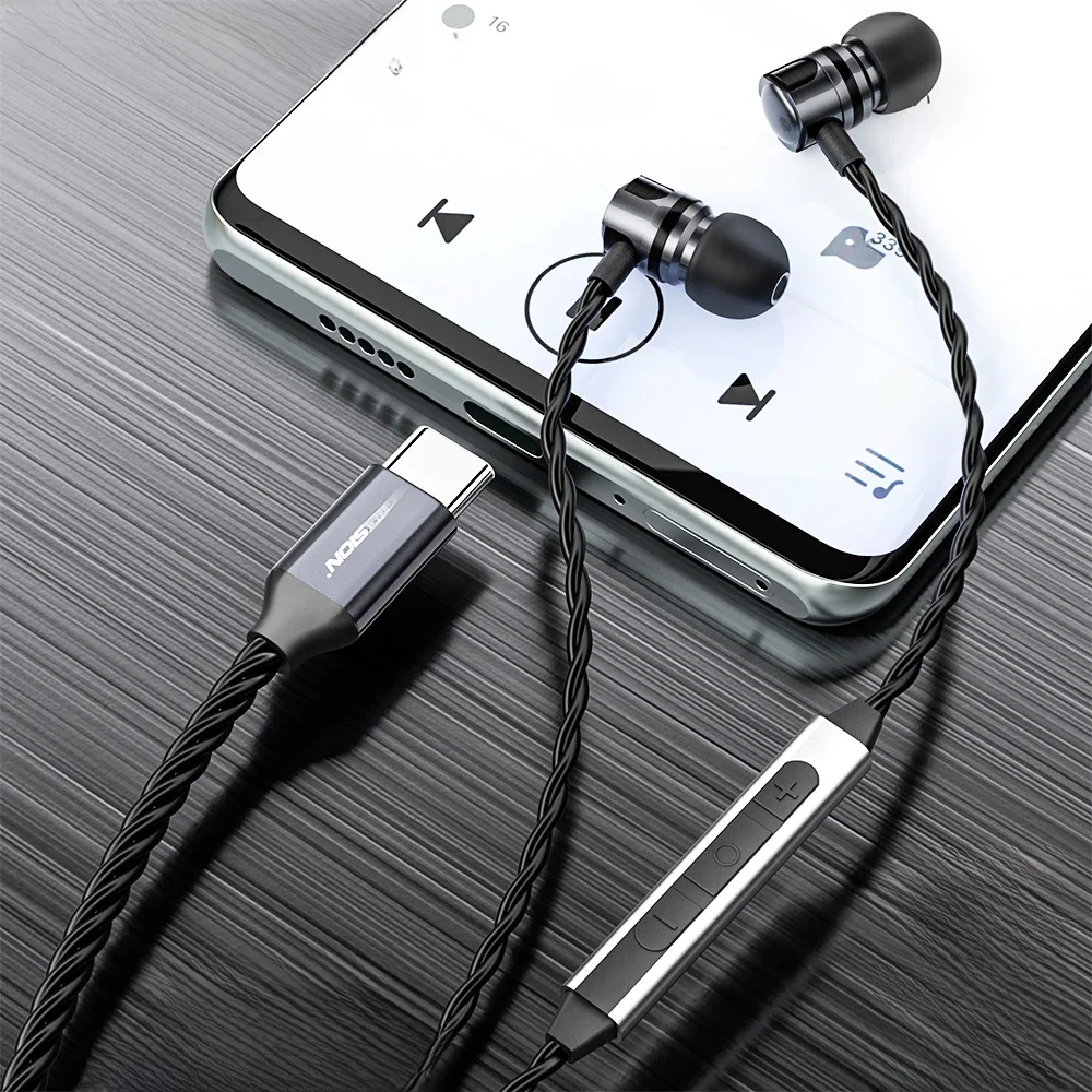 KEYSION USB-C słuchawki HIFI DSD128 słuchawki platerowane dynamiczne słuchawki douszne 32bit 384KHz Hi-Res DAC typ C zestaw słuchawkowy dla iPhone 15 Pro — zdjęcie produktu 6