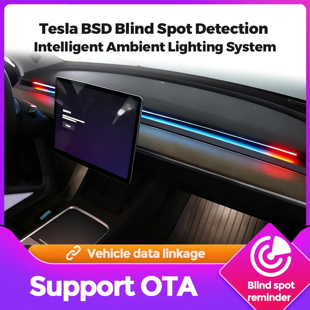 

Универсальное автомобильное окружающее освещение Symphony, светодиодное внутреннее RGB-стример, атмосферная лампа, USB-приложение, пульт дистанционного управления для Tesla Model 3 Y S X