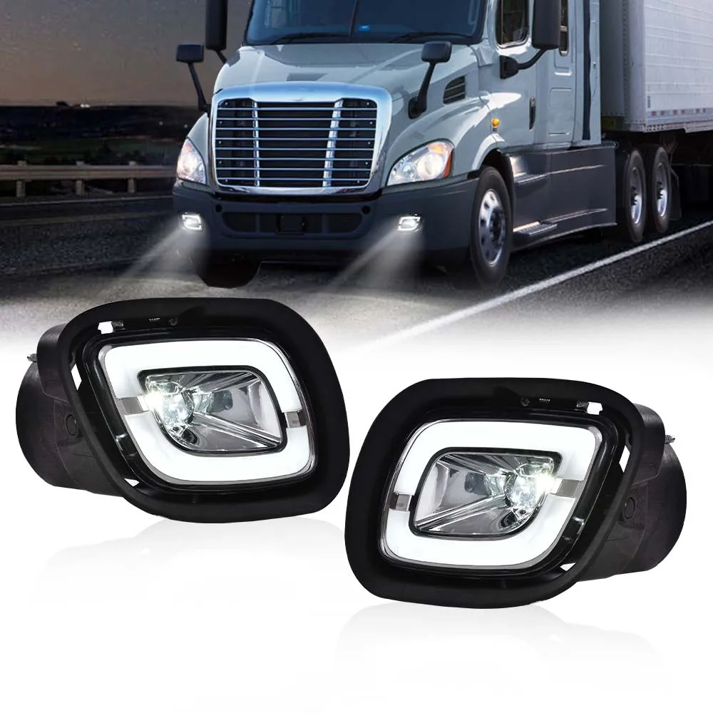

1 пара светодиодных противотуманных фар, белая, левая + правая, подходит для Freightliner Cascadia 2008-2017, водонепроницаемая, снегозащитная, пылезащитная