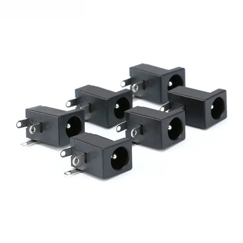 10 szt. DC-005 Gniazdo zasilania DC 5.5 x 2.1 mm do montażu na PCB, czarne, z okrągłą igłą, żeńskie złącze. — zdjęcie 2