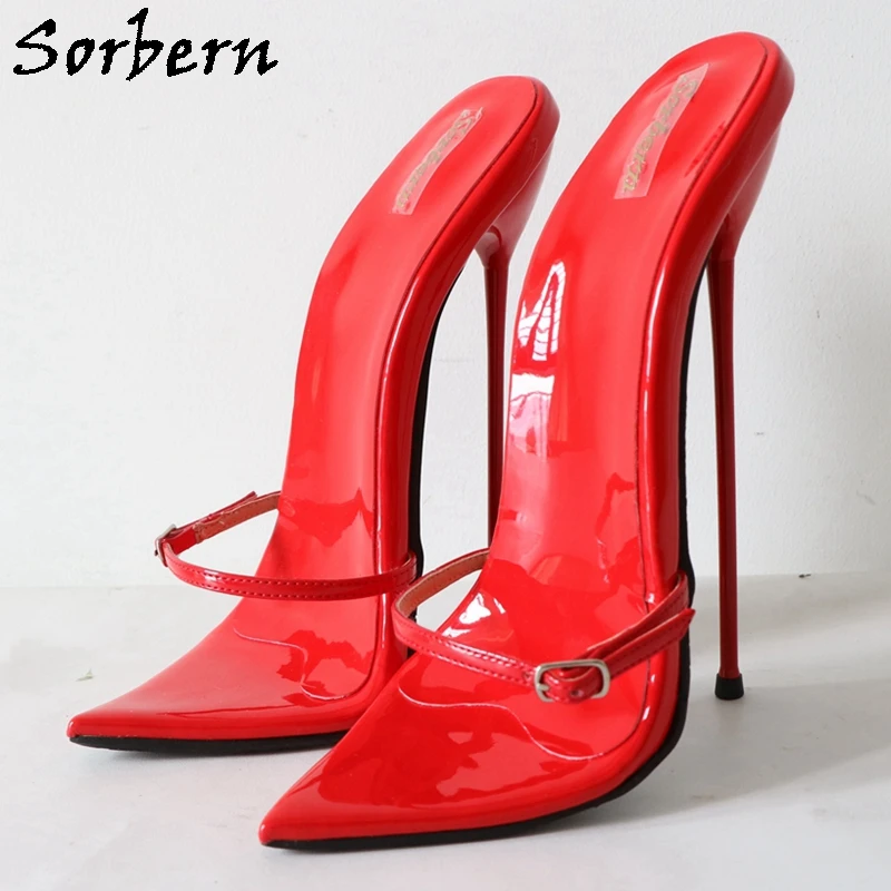 Sorbern Sexy 18cm Metal High Heel Sandals Ladies Slides Buckle Straps Play Fun Shoes Size 38 Evening Night Club Party Heels