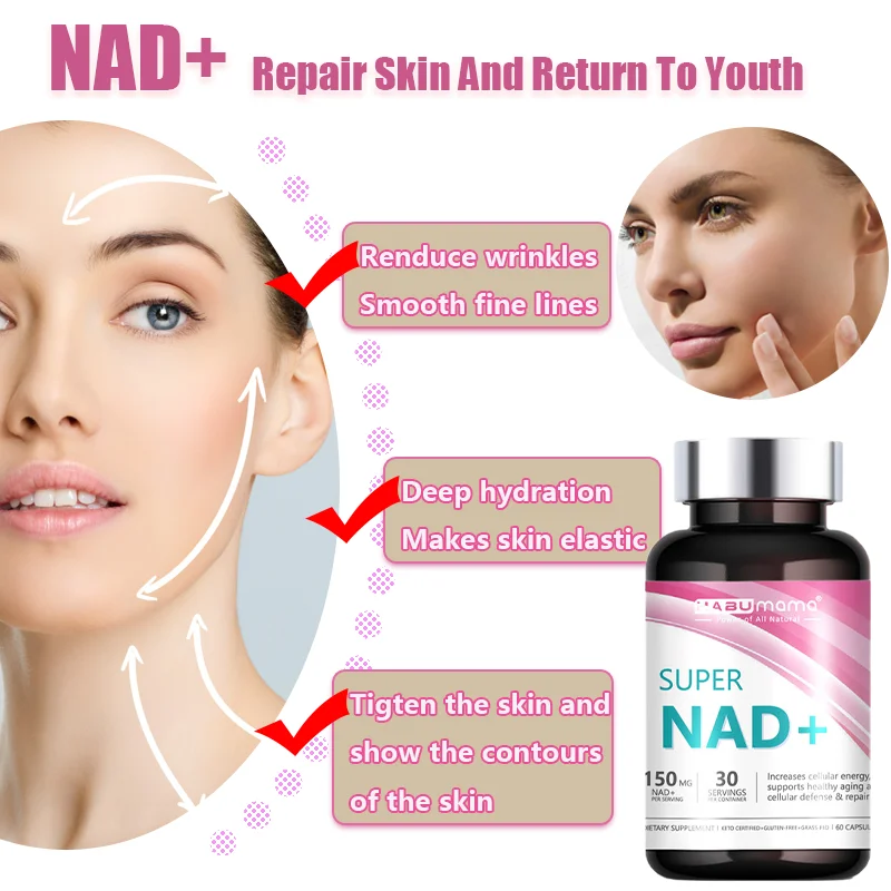 HABUMAMA NAD+ Booster, Anti Aging Cell Booster, Nicotinamide Riboside Alternative, Natural Energy, Longevity & Cellular Health